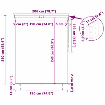 Rolgordijn Gestreept Antraciet 200x250 cm Stof en Aluminium 5
