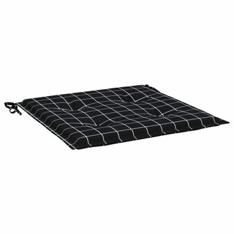 Tuinstoelkussens 6 st ruitpatroon 50x50x4 cm stof zwart 5