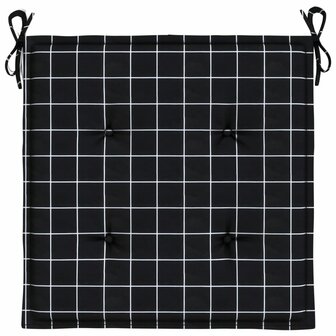 Tuinstoelkussens 6 st ruitpatroon 50x50x4 cm stof zwart 6