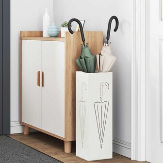 Paraplustandaard met opslag Wit 15,5 x 15,5 x 49 cm Metaal 3