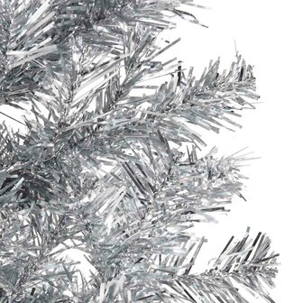 Kunstkerstboom half met standaard smal 150 cm zilverkleurig 5