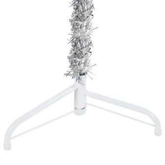 Kunstkerstboom half met standaard smal 180 cm zilverkleurig 8