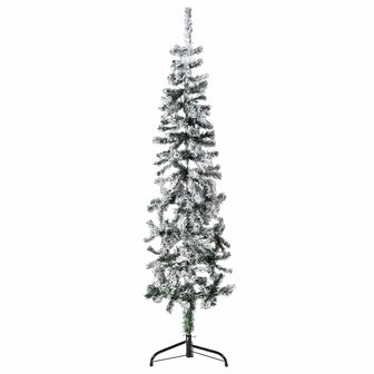 Kunstkerstboom half met sneeuw smal 150 cm 1