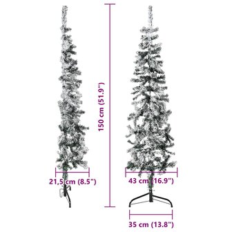 Kunstkerstboom half met sneeuw smal 150 cm 9