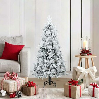 Kunstkerstboom met Geveerde Takken, Sneeuw Bedekt Wit 120 cm 1