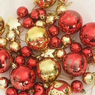 Kerstbal Set 40 pcs Goud en Rood Kunststof 6