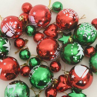 Kerstbal Set 40 pcs Rood en Groen Kunststof 6