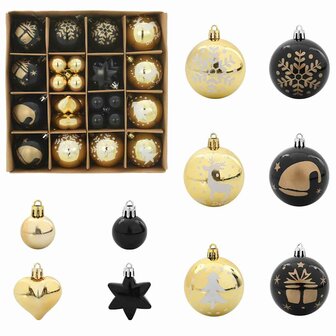 Kerstbal Set 40 pcs Zwart en Goud Kunststof 2