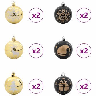 Kerstbal Set 40 pcs Zwart en Goud Kunststof 4