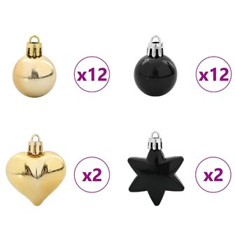 Kerstbal Set 40 pcs Zwart en Goud Kunststof 5