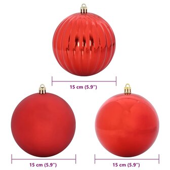 Kerstbalset XL 9 pcs Rood Kunststof 5