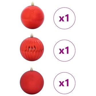 Kerstbal Set XXL 3 pcs Rood Kunststof 3