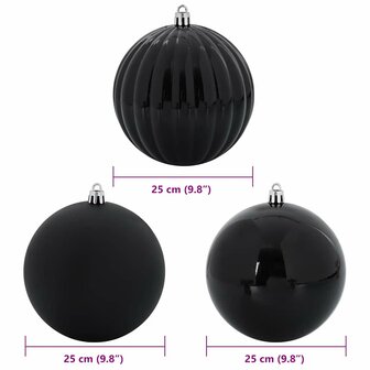 Kerstbal Set XXL 3 pcs Zwart Kunststof 5