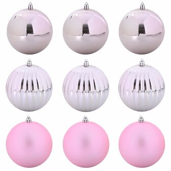 Kerstbal Set XL 9 pcs Roze Kunststof 2