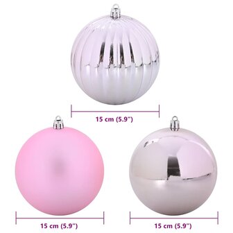 Kerstbal Set XL 9 pcs Roze Kunststof 5