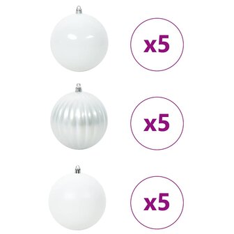 Kerstbalset XL 15 pcs Wit Kunststof 3
