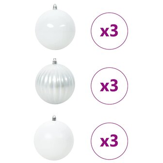 Kerstbal Set XL 9 pcs Wit Kunststof 3