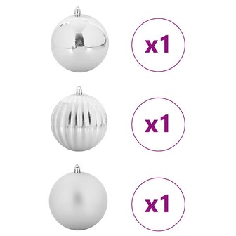 Kerstbal Set XXL 3 pcs Zilver Kunststof 3