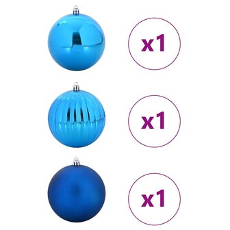 Kerstbal Set XXL 3 pcs Blauw Kunststof 3