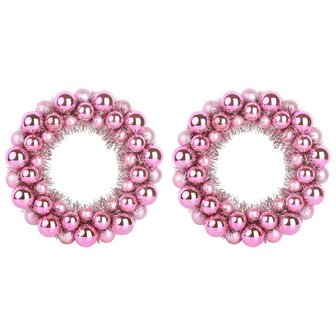 Kerstbal Kransen 2 pcs Roze 33 x 33 x 7 cm Polystyreen 2