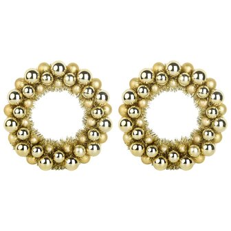 Kerstbal Kransen 2 pcs Goud 33 x 33 x 7 cm Polystyreen 2