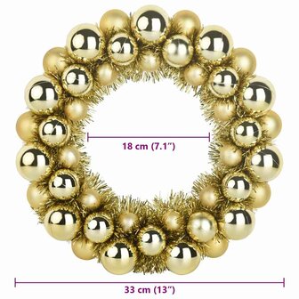 Kerstbal Kransen 2 pcs Goud 33 x 33 x 7 cm Polystyreen 8