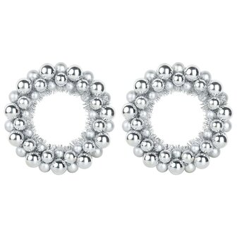 Kerstbal Kransen 2 pcs Zilver 33 x 33 x 7 cm Polystyreen 2