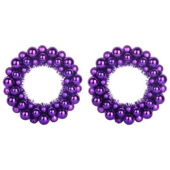 Kerstbal Kransen 2 pcs Lila 33 x 33 x 7 cm Polystyreen 2