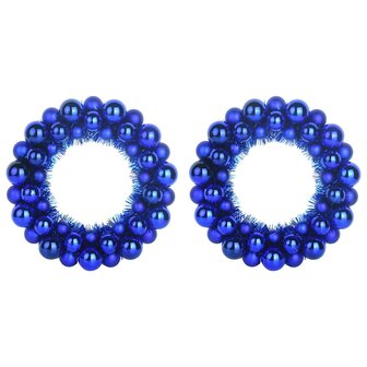 Kerstbal Kransen 2 pcs Blauw 33 x 33 x 7 cm Polystyreen 2