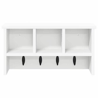 Wandgemonteerde kapstok Wit 50 x 16 x 26 cm Bewerkt hout 5