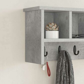 Wandgemonteerde kapstok met plank Beton Grijs 50 x 16 x 26 cm 4