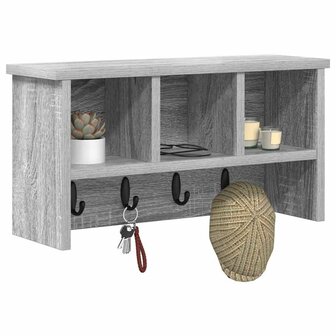 Wandgemonteerde kapstok met plank Grijs Sonoma 50 x 16 x 26 cm 3