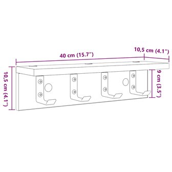 Wandgemonteerde kapstok Wit 40 x 10,5 x 10,5 cm Bewerkt hout 11