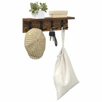Wandgemonteerde kapstok Gerookt eiken 40 x 10,5 x 10,5 cm 3