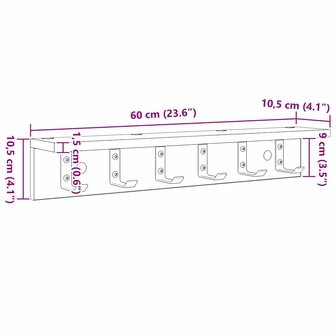 Wandgemonteerde kapstok Zwart Eiken 60 x 10,5 x 10,5 cm 11