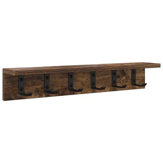 Wandgemonteerde kapstok Gerookt eiken 60 x 10,5 x 10,5 cm 2