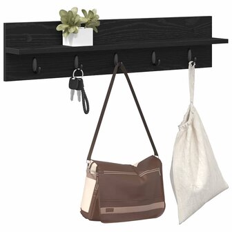 Wandgemonteerde kapstok Zwart Eiken 80 x 10,5 x 18 cm 3