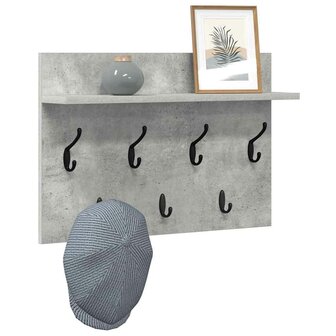 Wandgemonteerde kapstok met plank Beton Grijs 60 x 40 x 12 cm 3