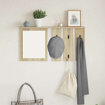 Wandgemonteerde kapstok met plank Sonoma eiken 85 x 10 x 45 cm 1