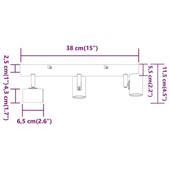 Plafondspot Zwart 38 x 6,5 x 11,5 cm Metaal 12