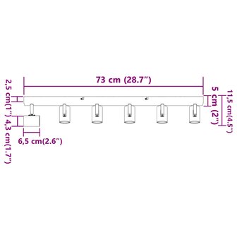 Plafondspot Wit 73 x 6,5 x 11,5 cm Metaal 12