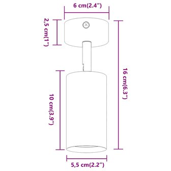 Plafondspot Zwart 6 x 6 x 16 cm Metaal 12