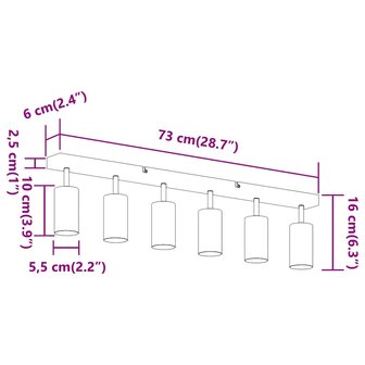 Plafondspot Zwart 73 x 6 x 16 cm Metaal 12
