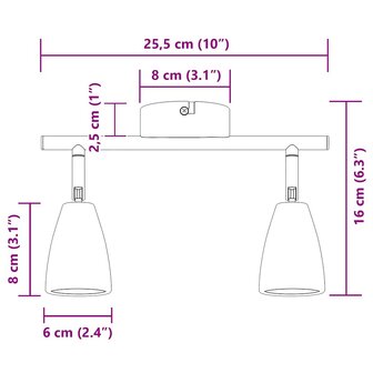 Plafondspot Wit 25.5 x 8 x 16 cm Metaal 12