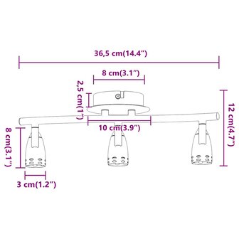 Plafondspot Nikkel 36,5 x 10 x 12,5 cm Metaal 12
