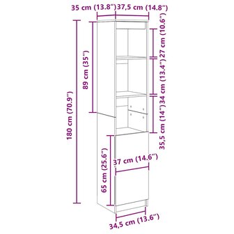 Highboard 37,5x35x180 cm spaanplaat betongrijs 12