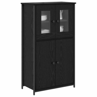 Highboard Zwart Eiken 62 x 32 x 106,5 cm Bewerkt hout 3