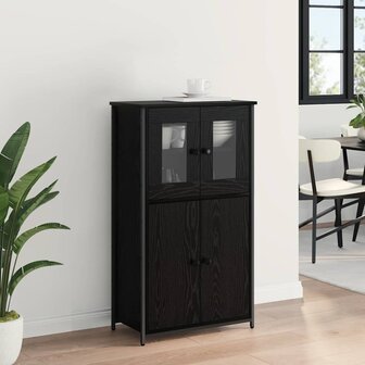 Highboard Zwart Eiken 62 x 32 x 106,5 cm Bewerkt hout 4