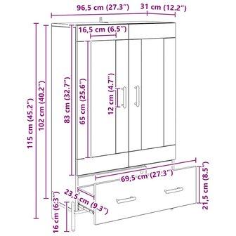 Highboard Corona Oud Hout 69,5 x 31 x 115 cm Bewerkt hout 11