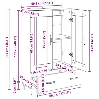 Highboard Artisan Eiken 69,5 x 31 x 115 cm Bewerkt hout 11
